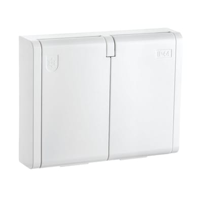 IF IP44 Double Socket Outlet with Earth, White