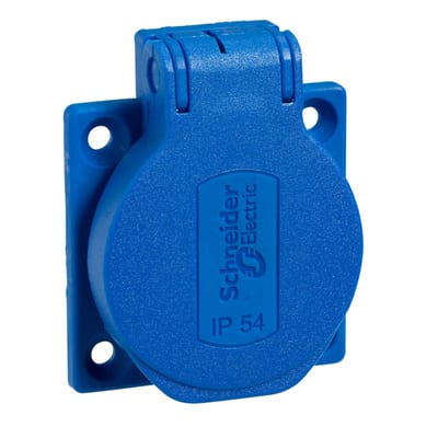 Schneider Electric Socket outlet, Mureva PK, Schuko Panel, 50X50, Blue, IP54 PKS51B