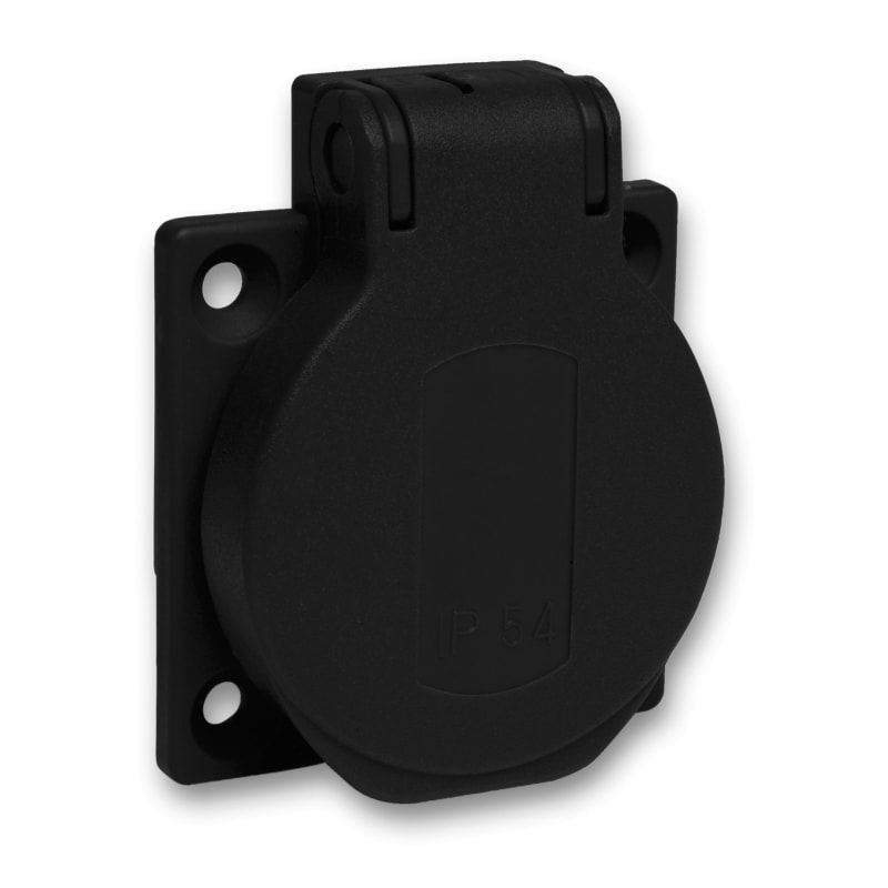 Schneider Electric Socket outlet, Mureva PK, Schuko Panel, 50X50, Black, IP54 PKS51N