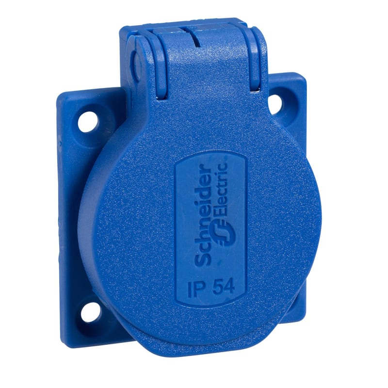 Schneider Electric Socket outlet, Mureva PK, Schuko Panel, 50X50, Blue, IP54 PKS52B