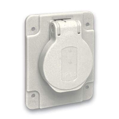 Schneider Electric Socket outlet, Mureva PK, Schuko Panel, 65X85, Gray, IP54 PKS61G