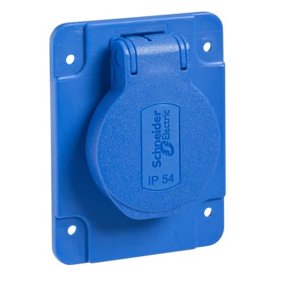 Socket. 2P 10/16A 65X85 blue B