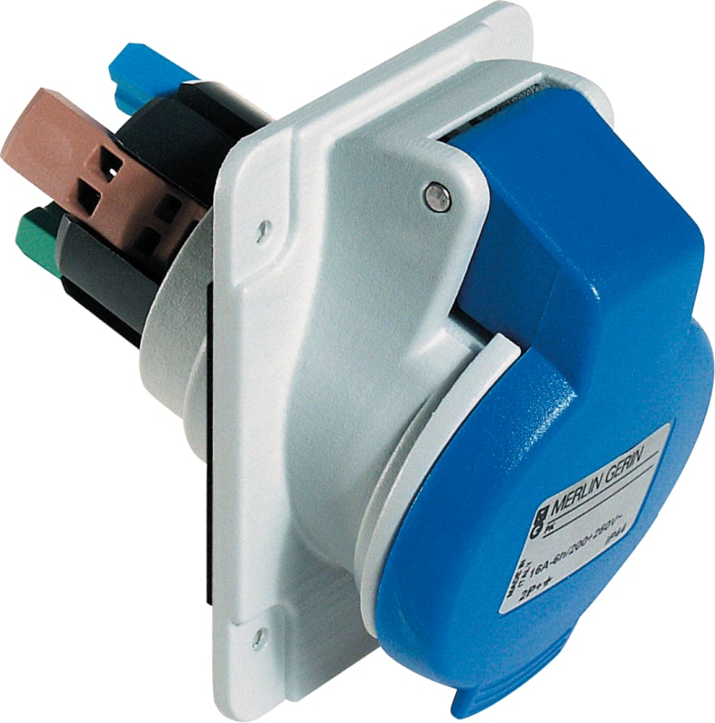 Schneider Electric PratiKa socket - fast - angled - 16A - 2P + E - 200...250 V AC - panel PKY16F423