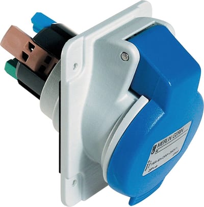 Schneider Electric PratiKa socket - fast - angled - 16A - 2P + E - 200...250 V AC - panel PKY16F423