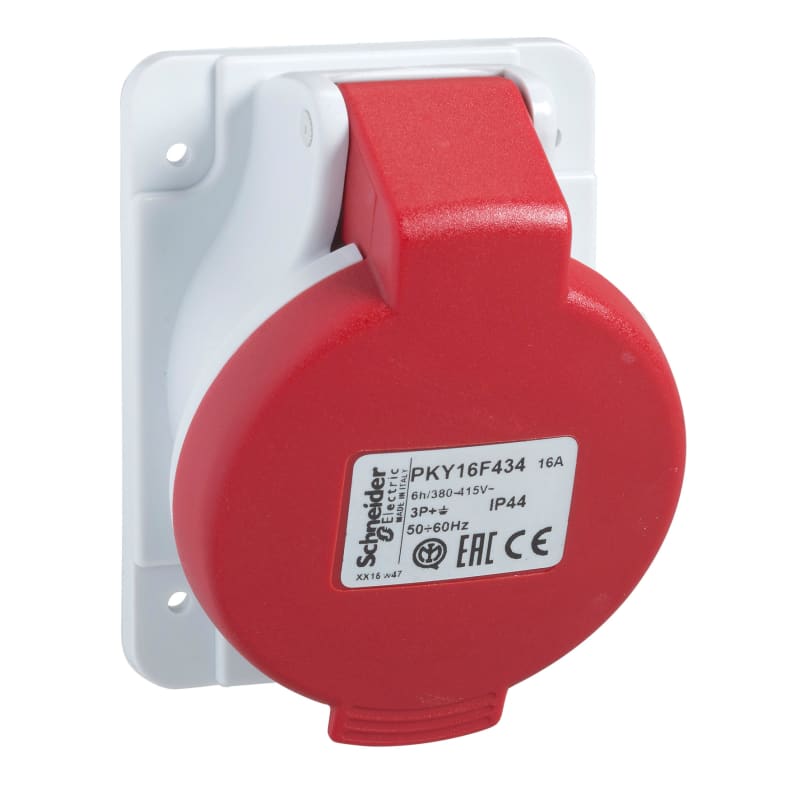 Schneider Electric Socket, Mureva PK, panel-mounted, fast connection, 32A, 3P+E, 400V, IP44 PKY32F434