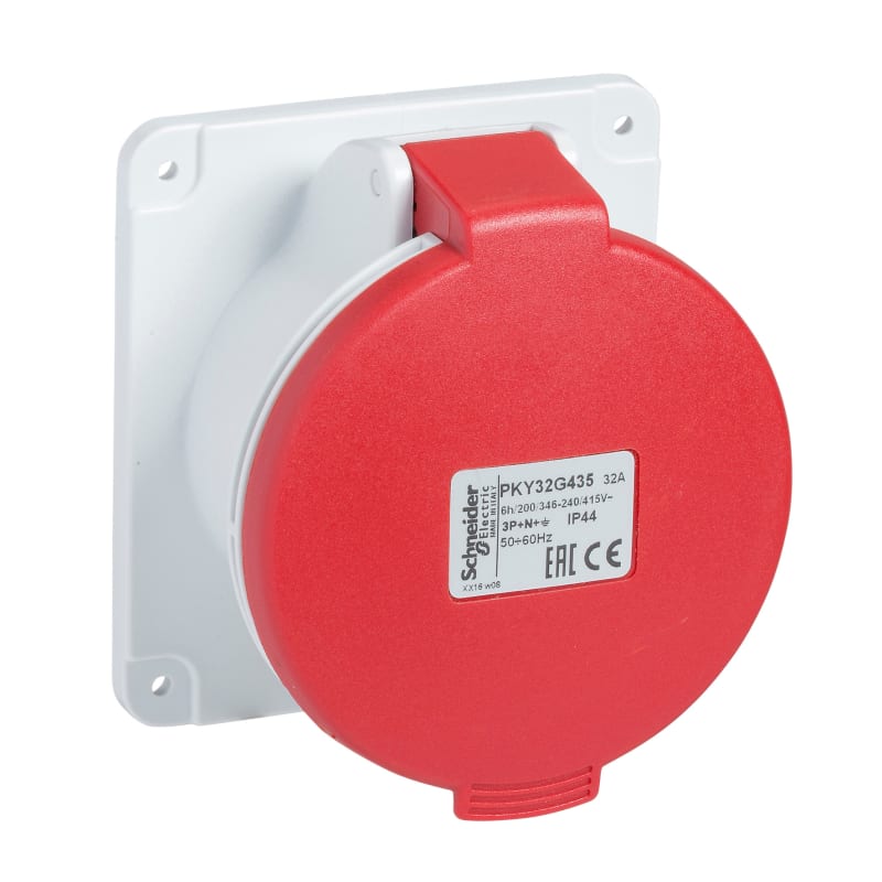 Schneider Electric PratiKa socket - fast - straight - 32A - 3P + E - 380...415 V AC - panel PKY32G434