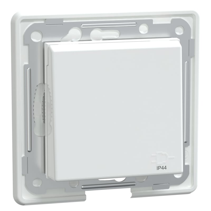 Single socket with cover quick-connect IP44 RS PURE WHITE (EKO30492)