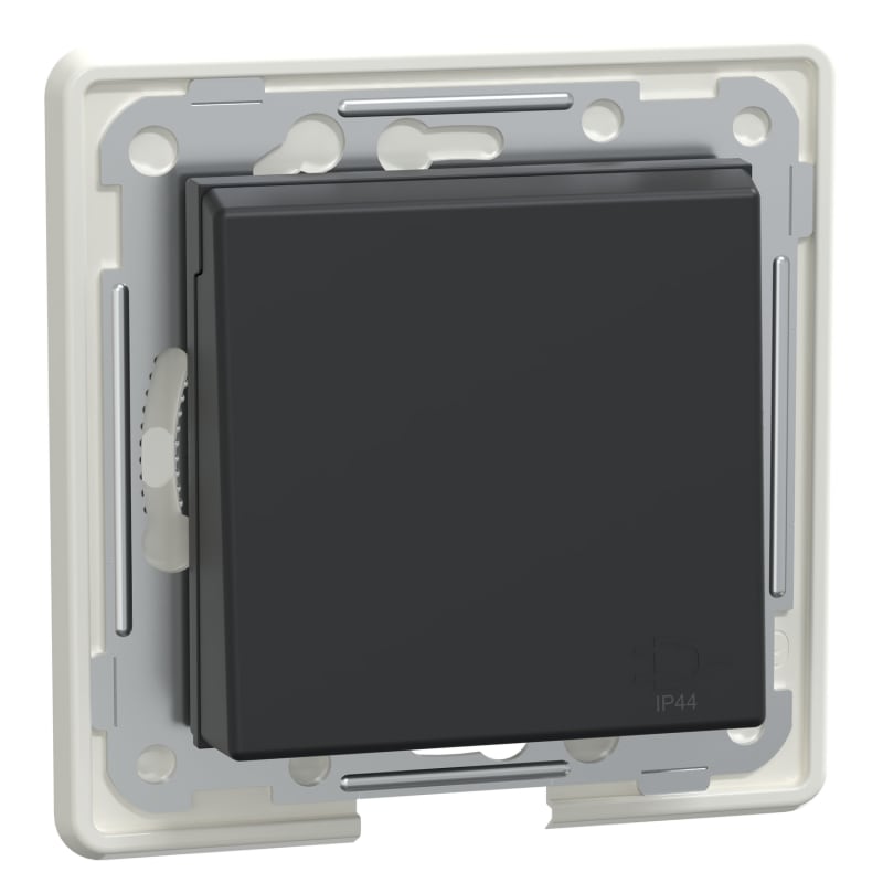 Single socket with cover quick-connect IP44 RS/Plus Black (EKO70001)