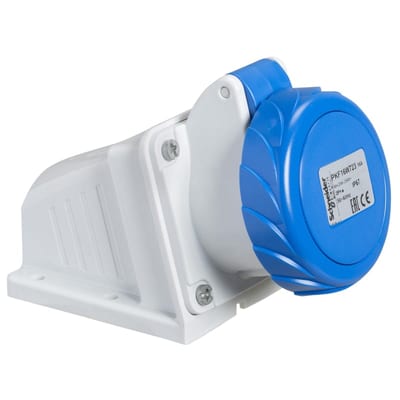 Schneider Electric PratiKa socket - screw - angled - 32A - 2P + E - 200...250 V AC - wall PKF32W723