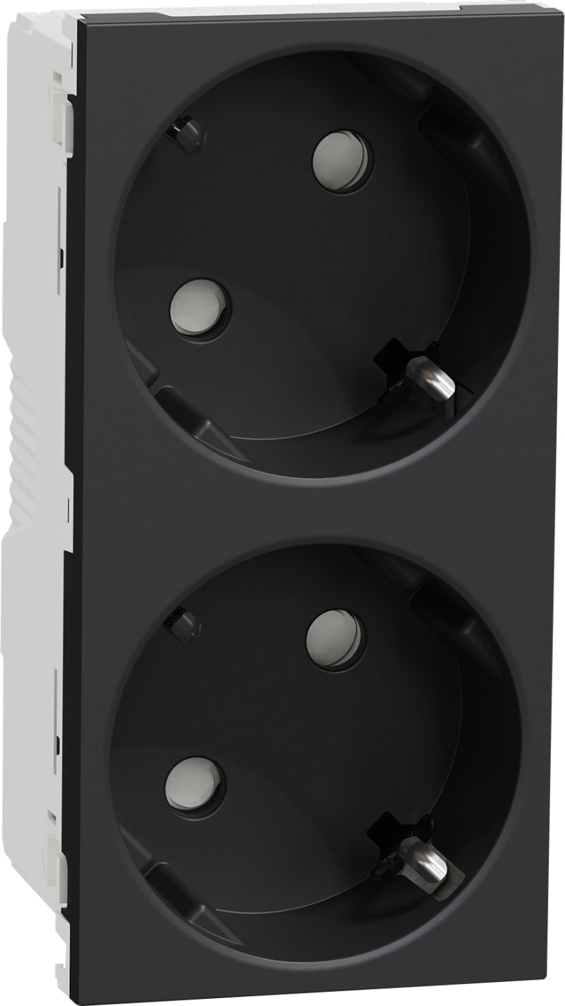 Schneider Electric 2 Socket-outlet, New Unica, mechanism, 2P + E, 16A, Schuko, with shutter, screwless terminals, painted, anthracite NU306654