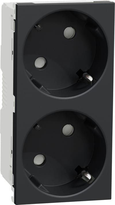 Schneider Electric 2 Socket-outlet, New Unica, mechanism, 2P + E, 16A, Schuko, with shutter, screwless terminals, painted, anthracite NU306654
