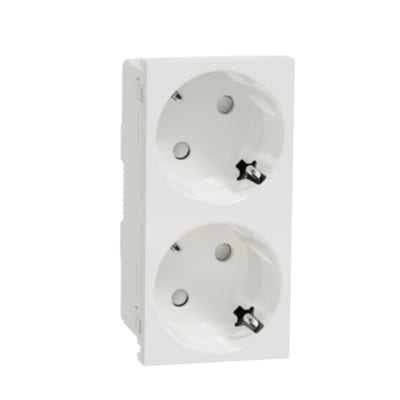 Schneider Electric 2 Socket-outlet, New Unica, mechanism, 2P, 16A, Schuko, with shutter, screwless terminals, glossy, untreated, white NU306618