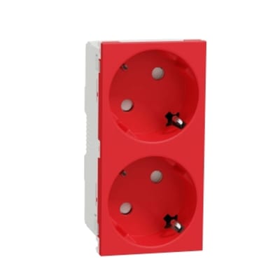 Schneider Electric NU306603 2-Way Socket Outlet 2P+E Push-In Clamp Red