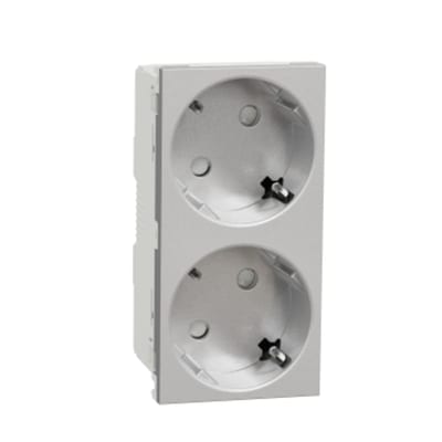 Schneider Electric 2 Socket-outlet, New Unica, mechanism, 2P, 16A, Schuko, with shutter, screwless terminals, painted, aluminium NU306630