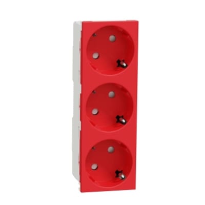 Schneider Electric 3-Way Socket Outlet 2P+E Push-In Clamp Red