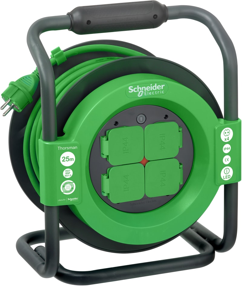 Schneider Electric Thorsman - Cable reel 25M HO7RNF 3G1.5 IP44 Schuko IMT33147