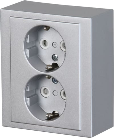 SOCKET. Double with EARTH, Aluminium