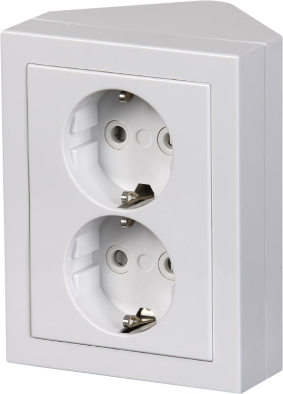 IMPRESSIVO surface-mounted double socket, corner, white (402EE-84)