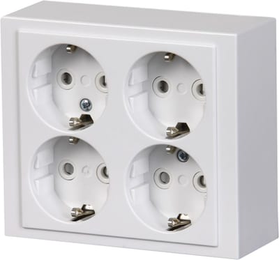 ABB 404EA-84 Impressivo Socket Outlet, 4-Way with Earth, Surface-Mounted, White
