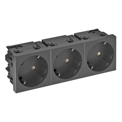 Triple socket outlet, 33 gr. black