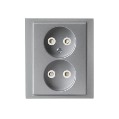 IMPRESSIVO In. Double SOCKET without EARTH Aluminium