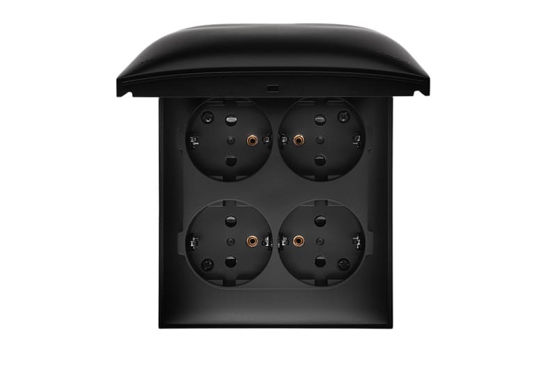 Urmet Socket Outlet 4-Way IP44 Wall-Mounted 16A Screw X4 Matt Black (1505684)