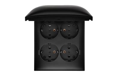 Urmet Socket Outlet 4-Way IP44 Wall-Mounted 16A Screw X4 Matt Black