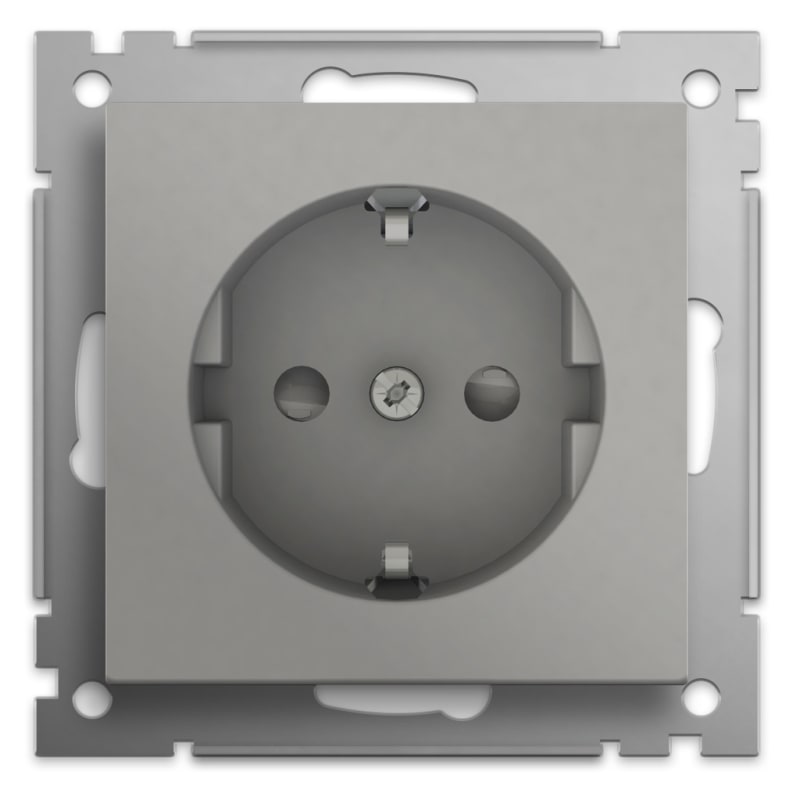 Socket outlet, single with earth alu-colourt (EM1002)