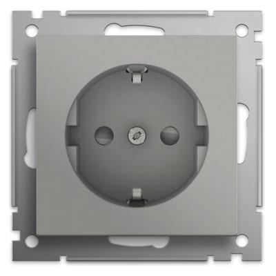 Socket outlet, single with earth alu-colourt