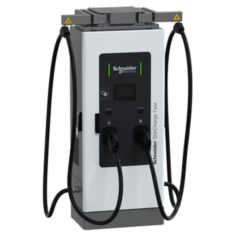 Schneider Electric Fast charging station, Schneider StarCharge Fast 60, 60kW, 2XCCS2, 3.6M cable range, cable management EVD2S60TBB