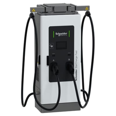 Schneider Electric Fast charging station, Schneider StarCharge Fast 60, 60kW, 2XCCS2, 3.6M cable range, cable management EVD2S60TBB
