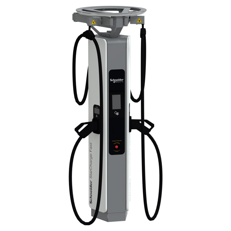 Schneider Electric Floor dispenser, Schneider StarCharge Fast 720, 2XCCS2, 4.1M cable range, cable management EVD1D720TBB