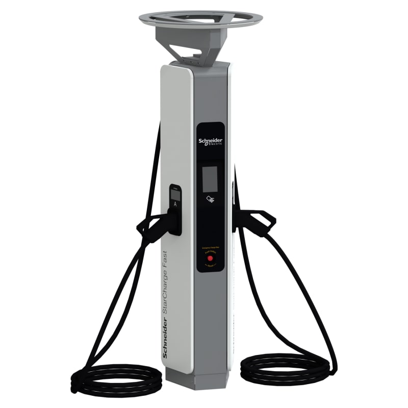Schneider Electric Floor dispenser, Schneider StarCharge Fast 720, 2XCCS2, 6.9M cable range, cable management EVD1D720TBBC7