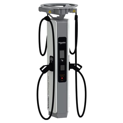 Schneider Electric Floor dispenser, Schneider StarCharge Fast 720, 2XCCS2, 4.1M cable range, cable management, Payter Apollo payment terminal EVD1D720TBBCC