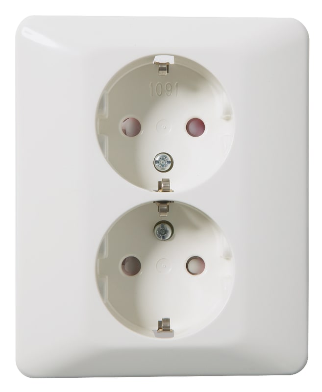 ELKO RS1091 PT Low-Profile Socket Outlet with Earth POLAR WHITE (EKO06776)
