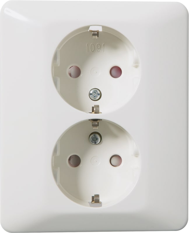 RS1091 PT Split Socket Outlet, Low Profile, Polar White (EKO06925)
