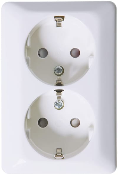 RS Double Socket Outlet with Earth, Polar-White