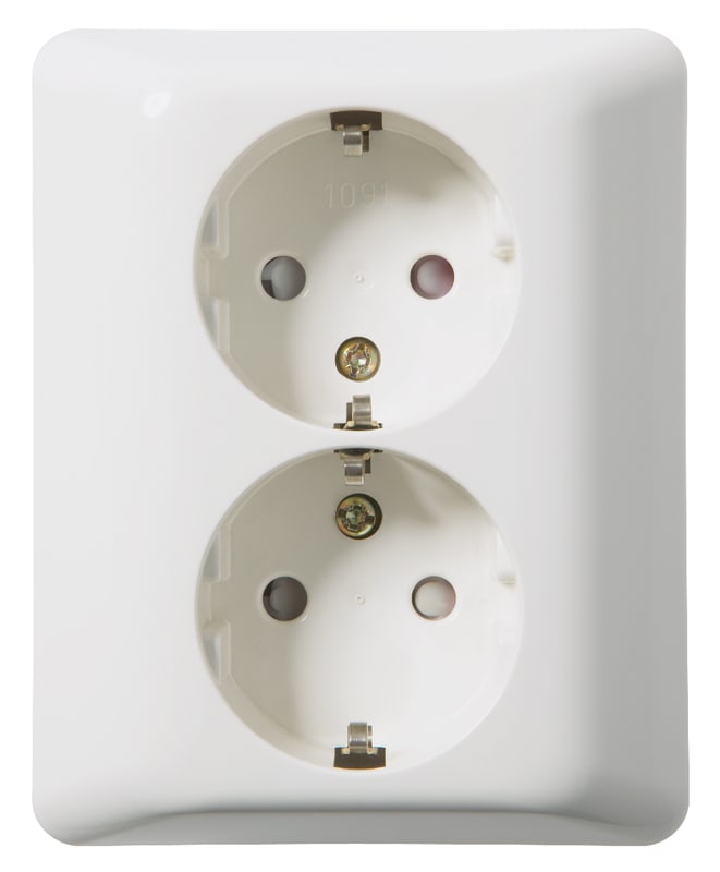 RS1091 PT Socket Outlet with Earth, Recessed, Polar-White (EKO05739)