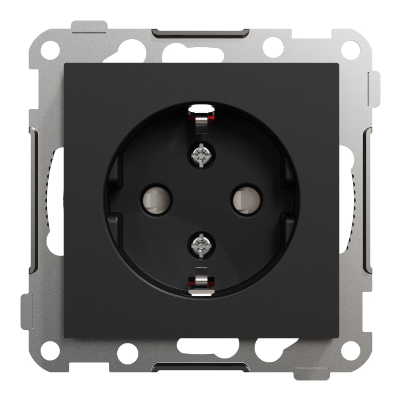 Single socket Centred Flush RS Black (EKO40007)