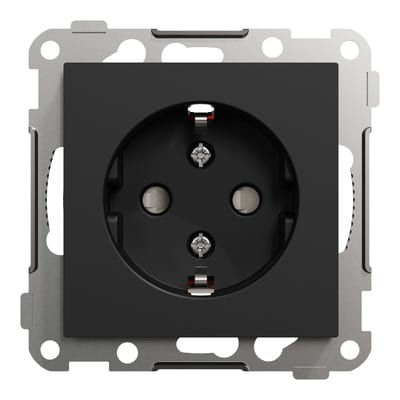 Single socket Centred Flush RS Black