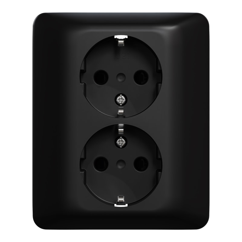 Double socket Push-in Clamp Flush RS Black (EKO40008)