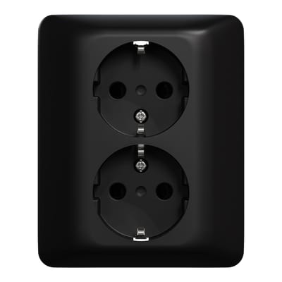 Double socket Push-in Clamp Flush RS Black
