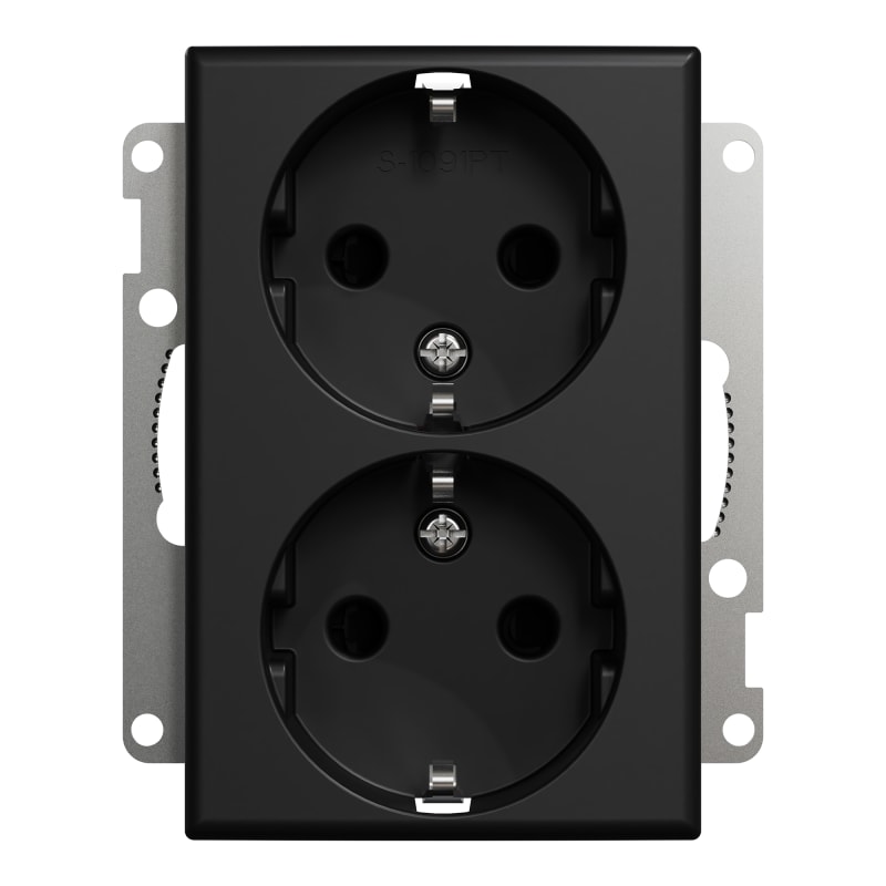 Double socket for frame Flush RS Black (EKO40010)