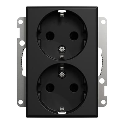 Double socket for frame Flush RS Black