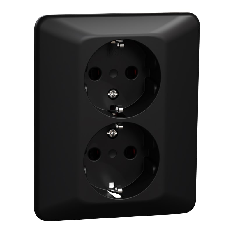 Low-Profile double socket Flush RS Black (EKO40009)