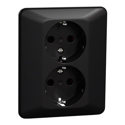 Low-Profile double socket Flush RS Black
