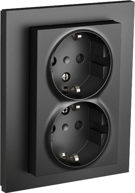 ELKO Plus Double Rehab Socket Outlet with Earth Black (EKO05172)