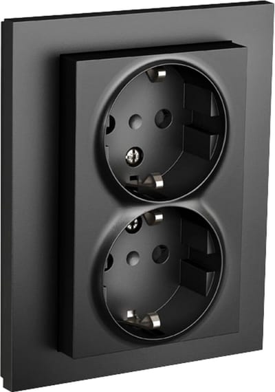ELKO Plus Double Rehab Socket Outlet with Earth Black