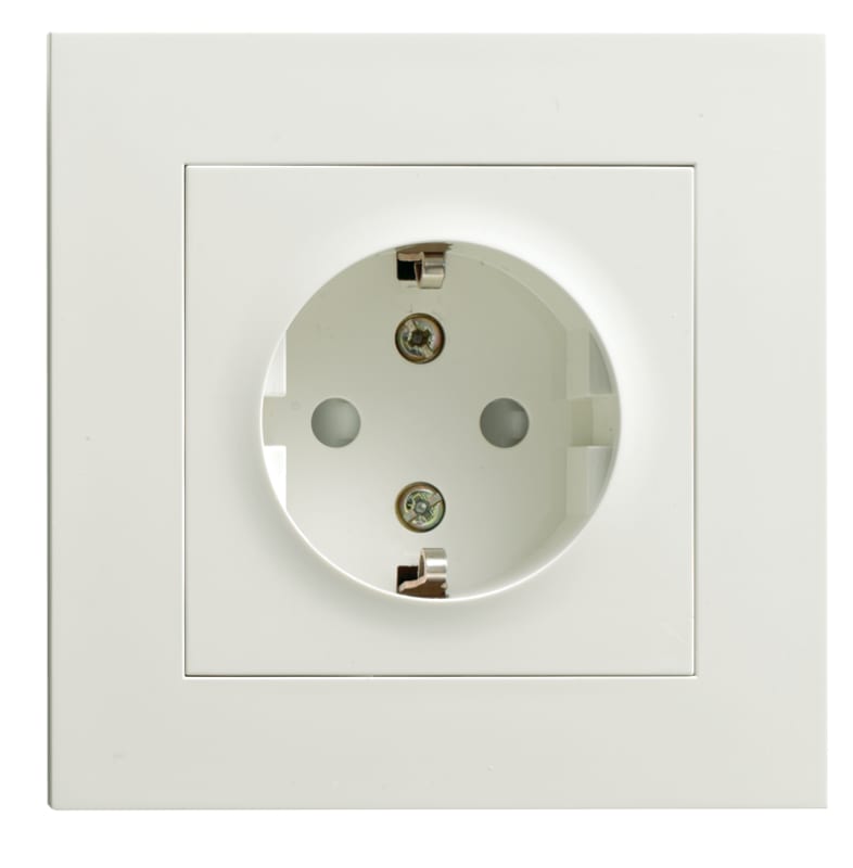 Plus Single Socket Outlet Recessed with Earth, Polar-White (EKO03775)
