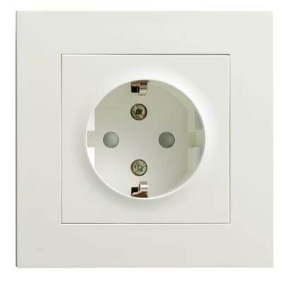 Plus Single Socket Outlet Recessed with Earth, Polar-White